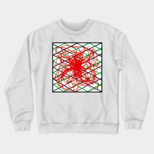 Orange Red Green Isometric Geometric Abstract Acrylic Painting Crewneck Sweatshirt